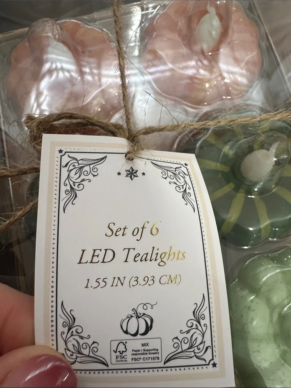 Acorn & Oak set of 6 LED pumpkin tea lights
